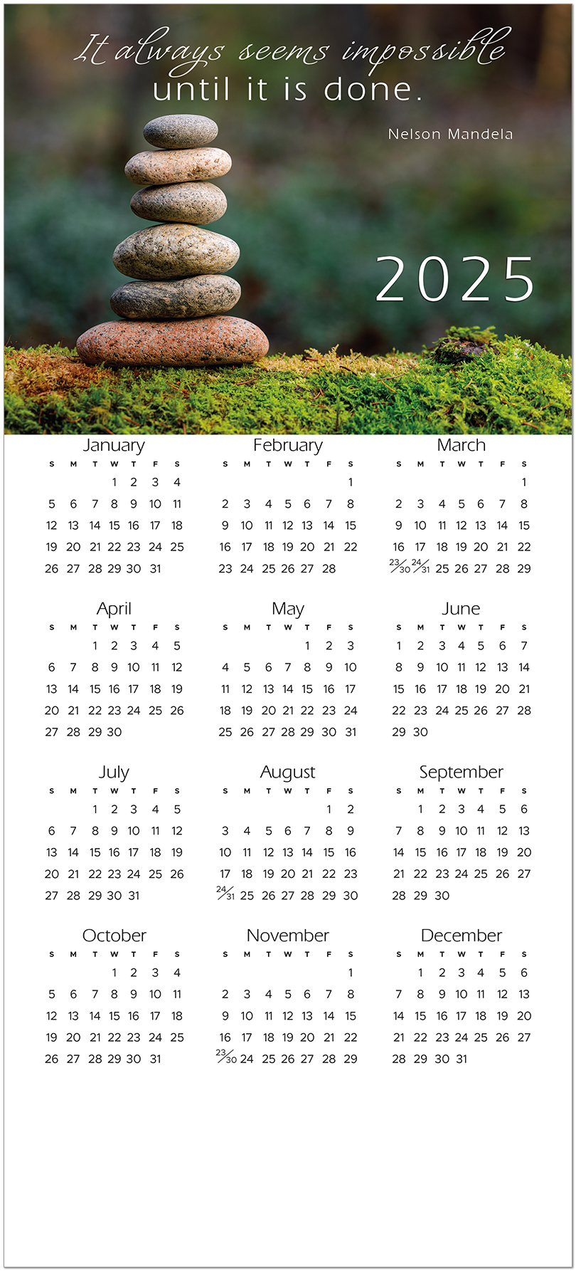 Stacked Stones Calendar Business Calendars Posty Cards